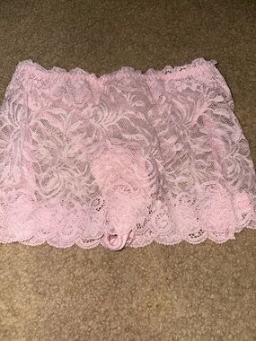 Vintage Victoria Secret Skirted Lace garter Belt Thong Small Y2k Lingerie 00s